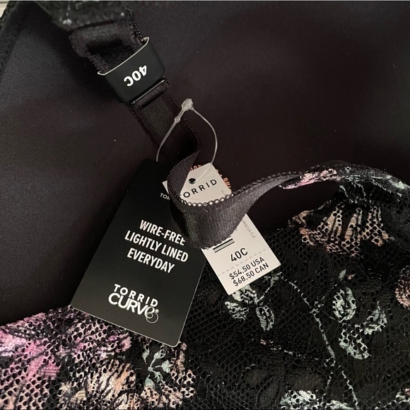 NWT Torrid Lightly Lined Wireless Bra Lace Floral 360 Smoothing 40C - Picture 6 of 6